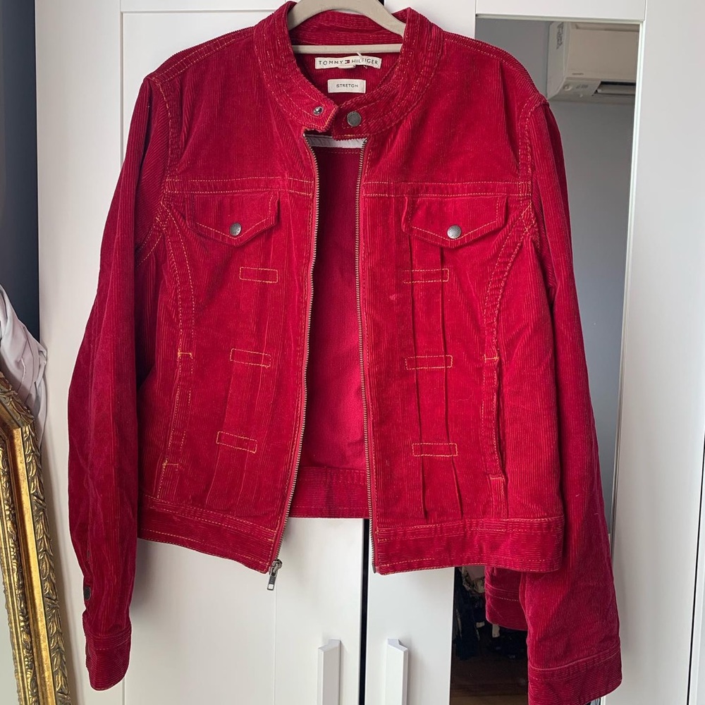 Red corduroy jacket by Tommy Hilfiger